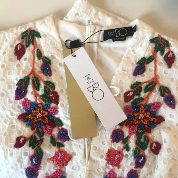 NWT! PatBo hand embroidered eyelet mini dress - Picture 6 of 9